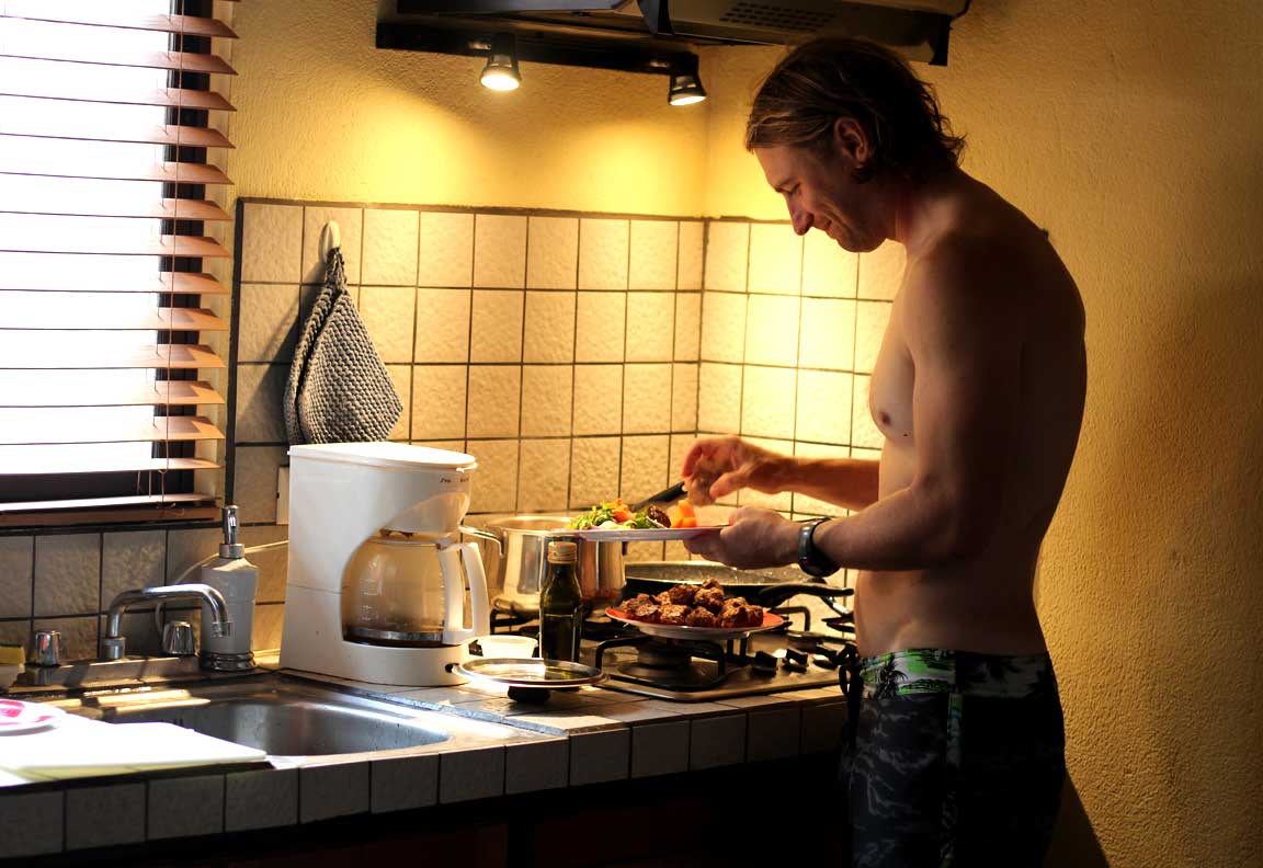 Picture of Tony cooking.